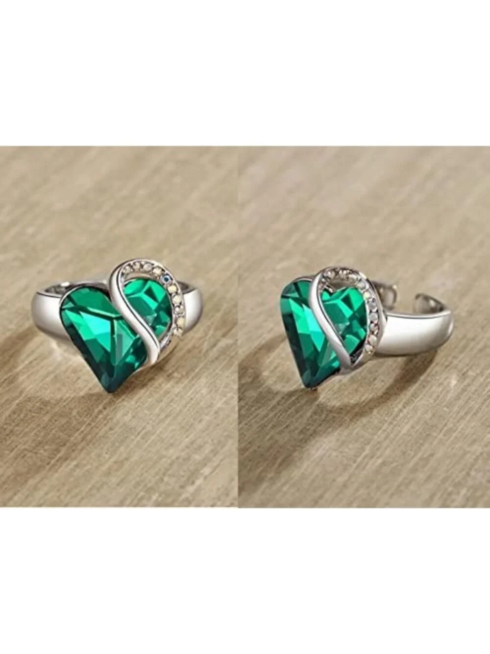 Adjustable Infinity Love Heart Ring with Birthstone Crystals - Healing Jewelry